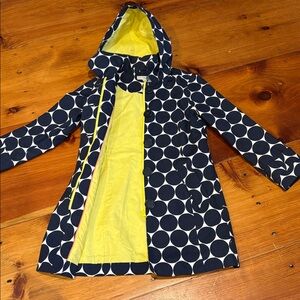 BODEN Petite 4P Navy Polka Dot Spotty Rain Day Jacket Coat Lined Hooded